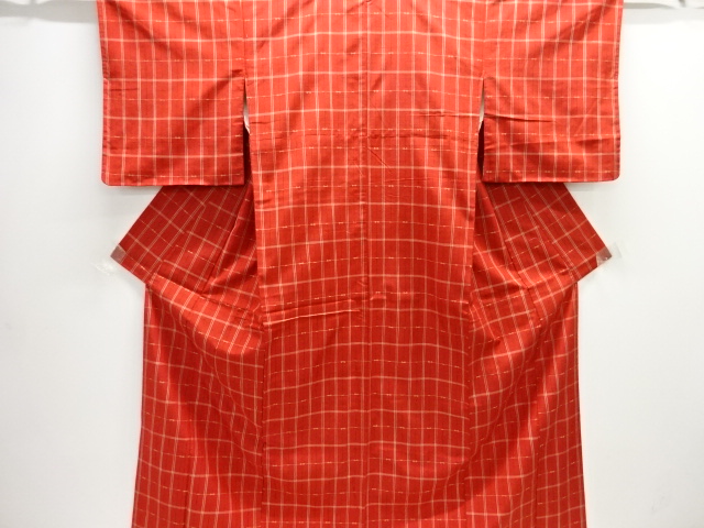 格子織り出し手織り紬着物